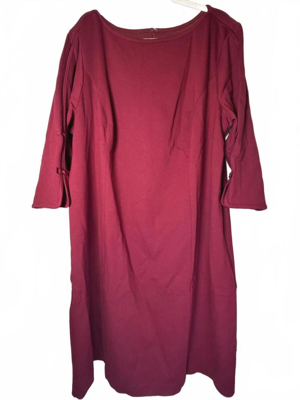 Talbots Burgundy Bow Sleeve Dress NWT 22W Plus Size
